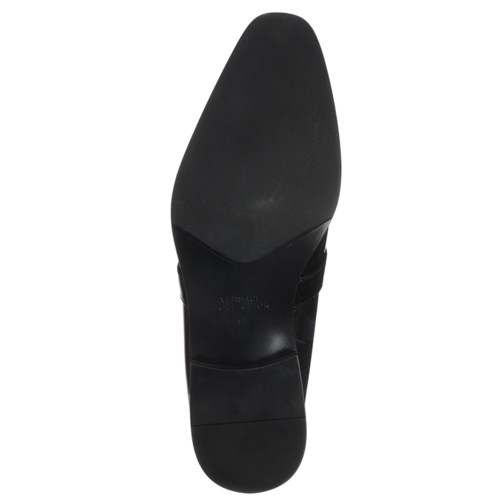 VERSACE Men's Black Leather Slip-On Loafers - Picture 5 of 7